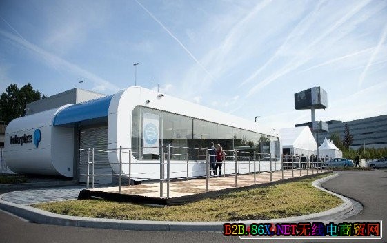 位于荷兰阿姆斯特丹的电动汽车换电站外观（9月3日摄）。