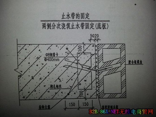 两侧分次浇筑止水带固定